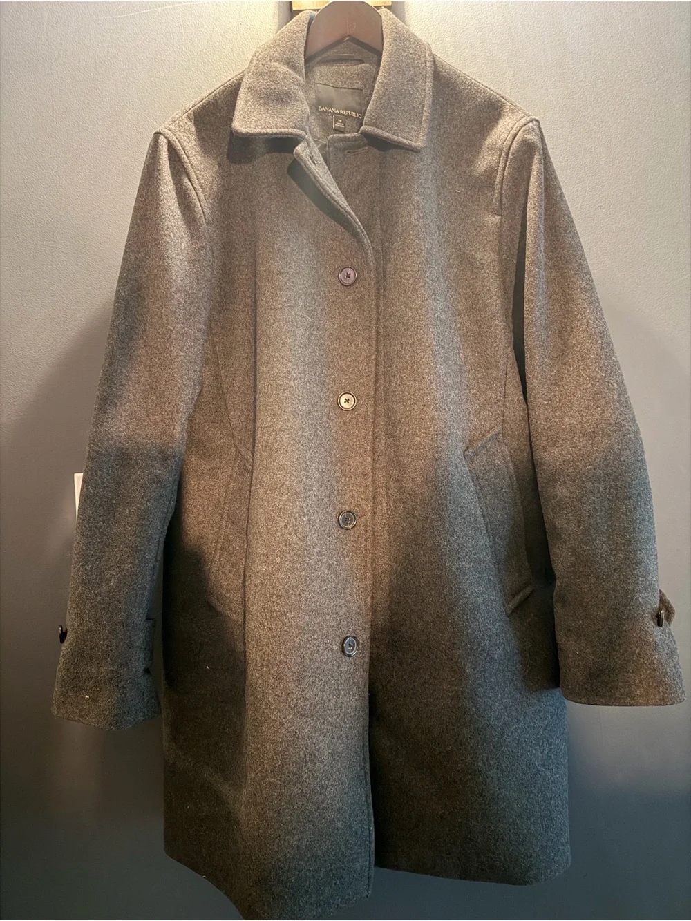 Banana Republic Mens Gray Wool-Blend Coat
